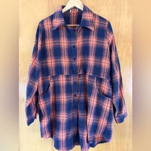 Amazon Blue and Orange Tunic plaid button up